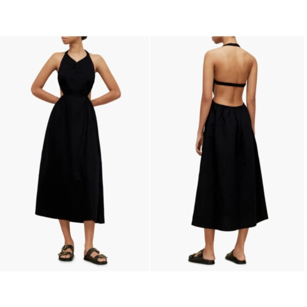 Allsaints Ludo Linen & Cotton‎ Halter Dress Size 8